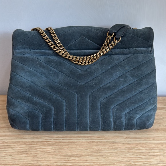 Saint Laurent Loulou Medium YSL Monogram Suede Flap Shoulder Bag Algae green - Picture 3 of 10